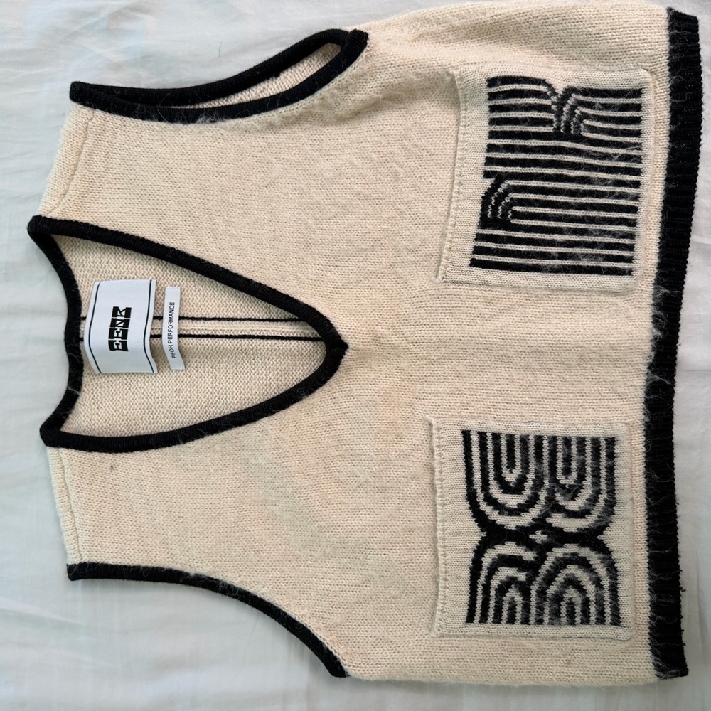 Eenk Cream and Black Knit Vest